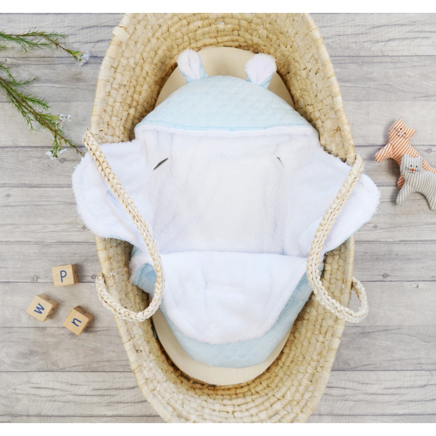 Niebieski otulacz śpiworek ocieplany do wózka fotelika nosidełka