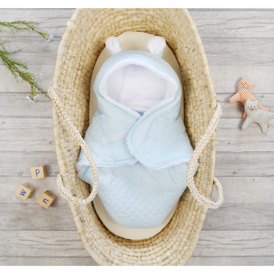 Niebieski otulacz śpiworek ocieplany do wózka fotelika nosidełka