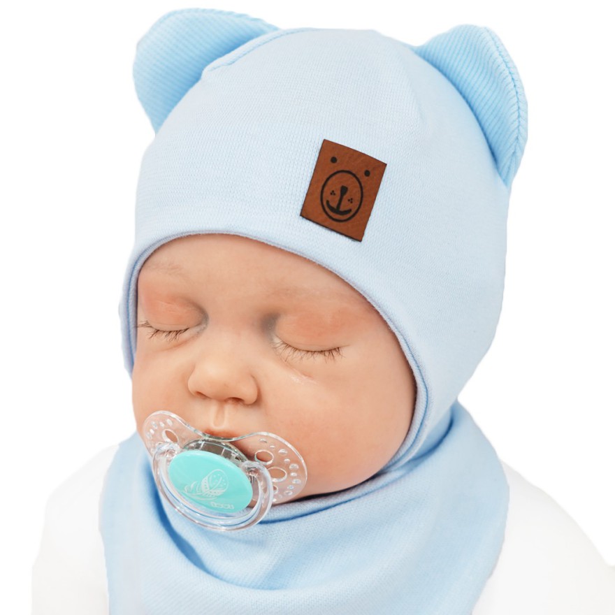 Błękitny komplet ADAŚ czapka + apaszka wiosna/jesień