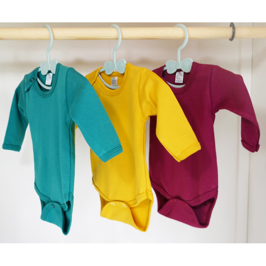 3pak BODY z długim rękawem bordo musztarda butelka