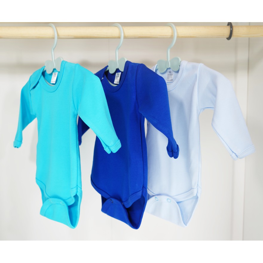 3pak BODY z długim rękawem chaber lazur niebieski