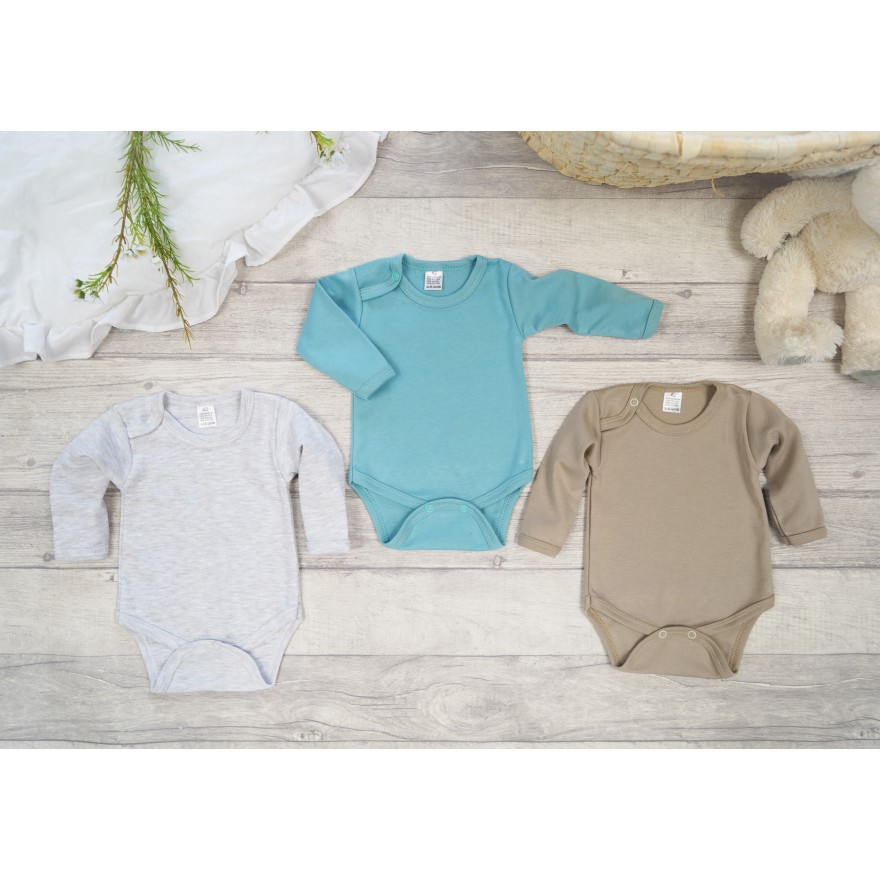 3pak BODY z długim rękawem iceberg piaskowy melanż