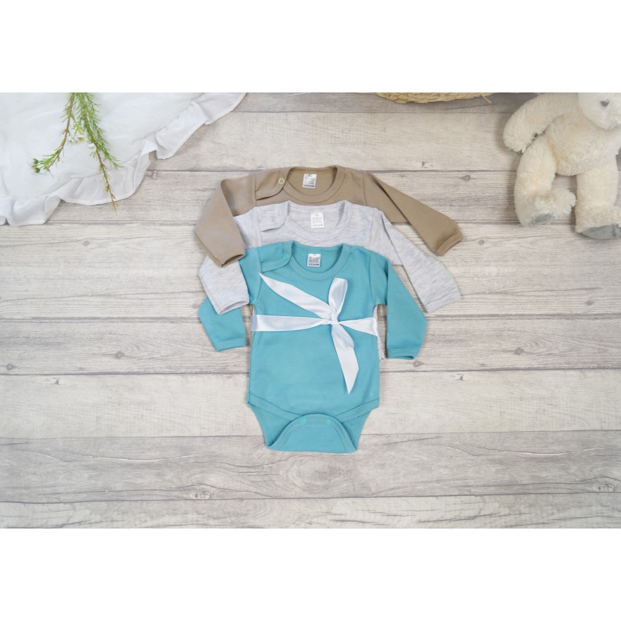 3pak BODY z długim rękawem iceberg piaskowy melanż