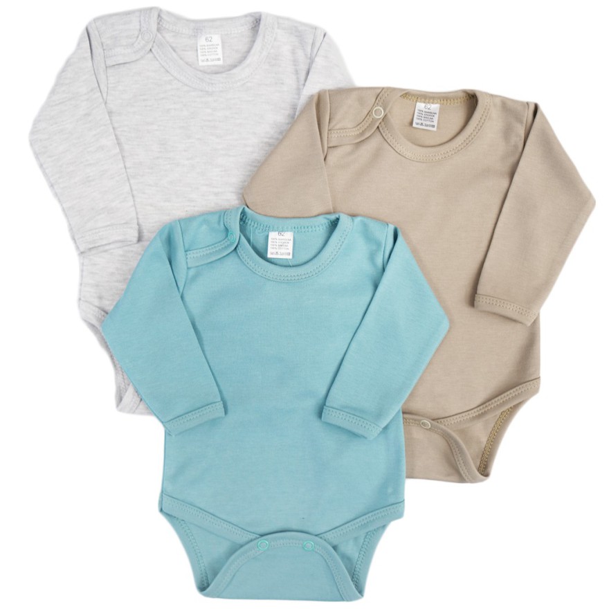 3pak BODY z długim rękawem iceberg piaskowy melanż