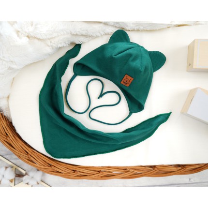 Butelkowy komplet ANTEK czapka + apaszka wiosna/jesień