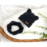 Czarny komplet BEAR czapka + komin wiosna/jesień