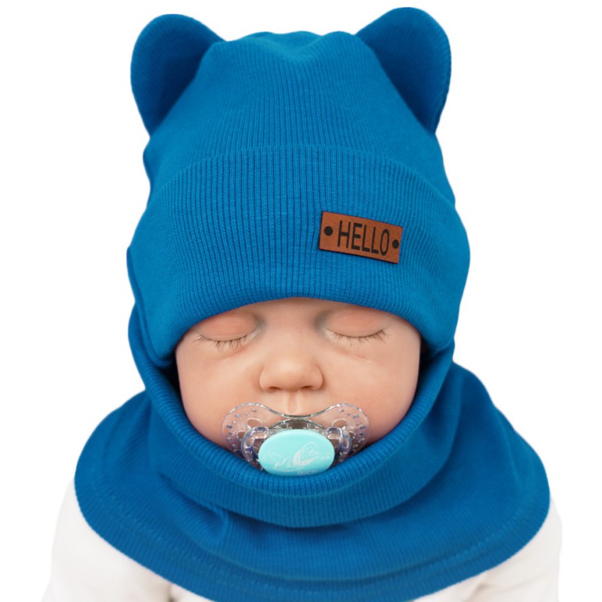 Chabrowy komplet BEAR czapka + komin wiosna/jesień