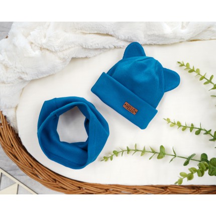 Chabrowy komplet BEAR czapka + komin wiosna/jesień