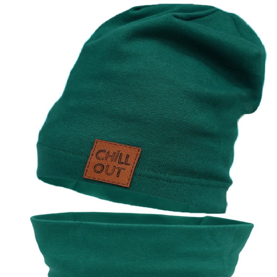 Butelkowy komplet CHILL OUT czapka + komin wiosna/jesień