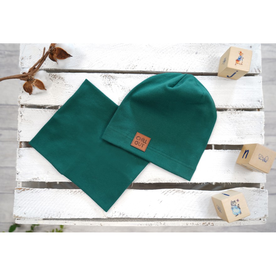 Butelkowy komplet CHILL OUT czapka + komin wiosna/jesień