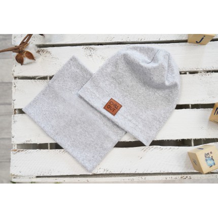 Szary melanż komplet CHILL OUT czapka + komin wiosna/jesień