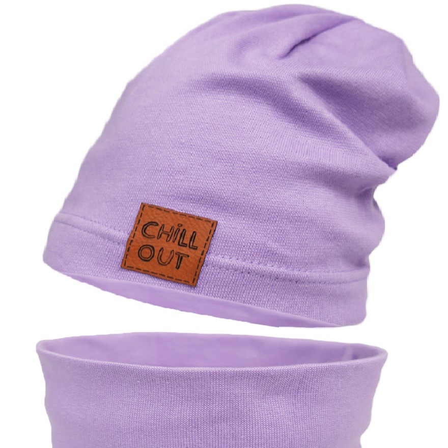 Fioletowy komplet CHILL OUT czapka + komin wiosna/jesień