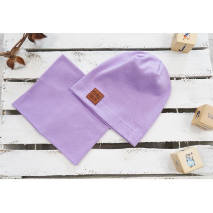 Fioletowy komplet CHILL OUT czapka + komin wiosna/jesień