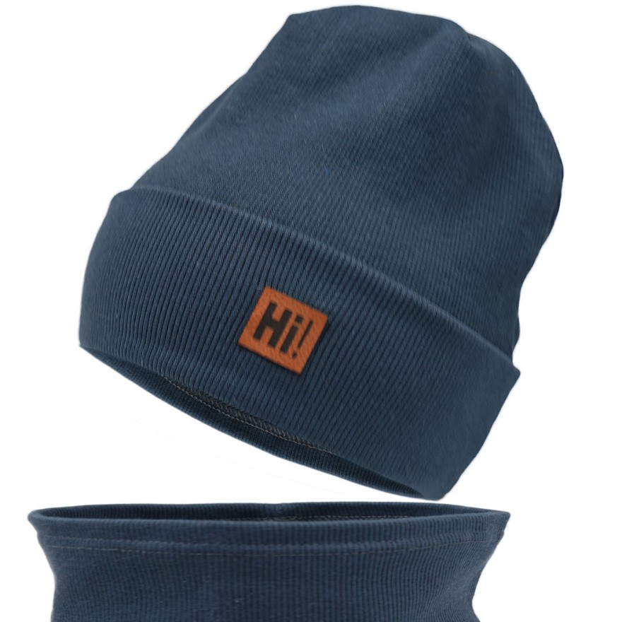 Grafitowy komplet HI! czapka + komin wiosna/jesień