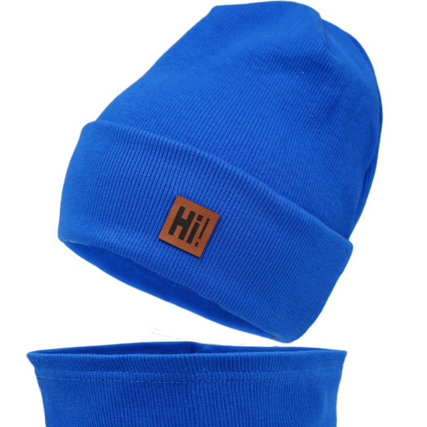 Chabrowy komplet HI! czapka + komin wiosna/jesień