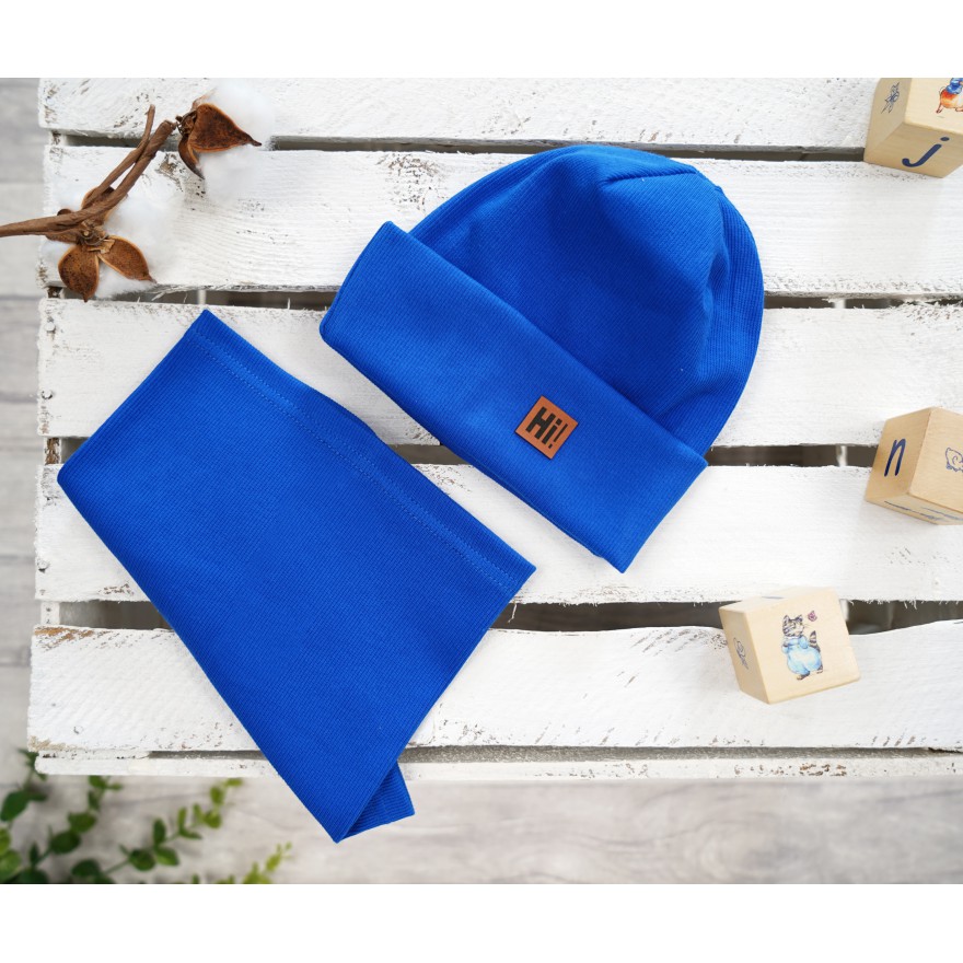 Chabrowy komplet HI! czapka + komin wiosna/jesień