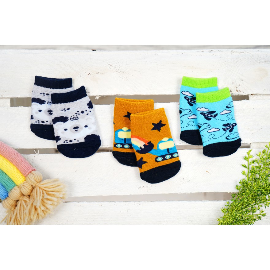 3pak SKARPETKI frotte ciepłe chłopięce C-44 KOPARKA SAMOLOTY