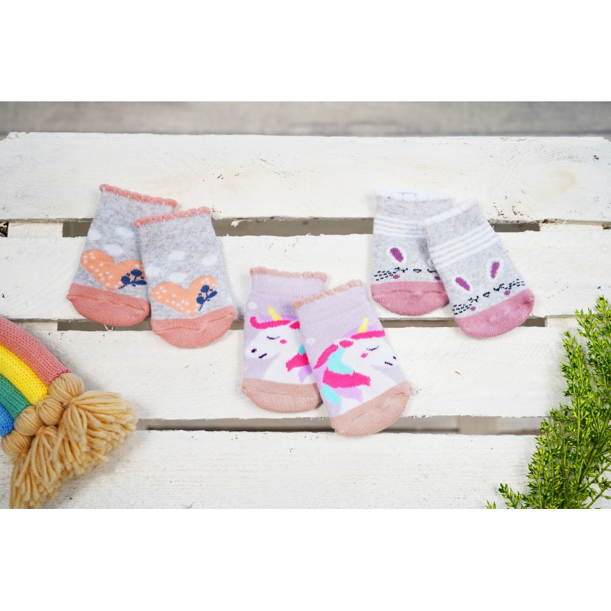 3pak SKARPETKI frotte ciepłe skarpety dziewczęce D-47 JEDNOROŻEC, SERCE