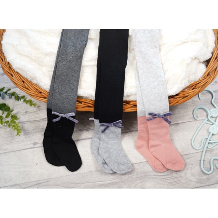 3pak RAJSTOPY bawełniane dwukolorowe z kokardką