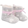 Szare buty NIECHODKI w serca z kokardą i futerkiem BUCIKI dziewczęce