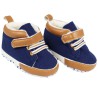 Granatowo- brązowe buty NIECHODKI z futerkiem BUCIKI chłopiece