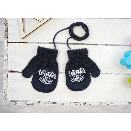 Grafitowe RĘKAWICZKI 1P na sznurku WINTER r. 56-86