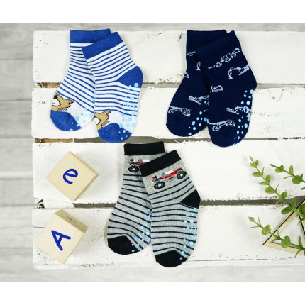 3 PAK SKARPETKI z ABS MIŚ PASKI skarpety chłopięce C-46
