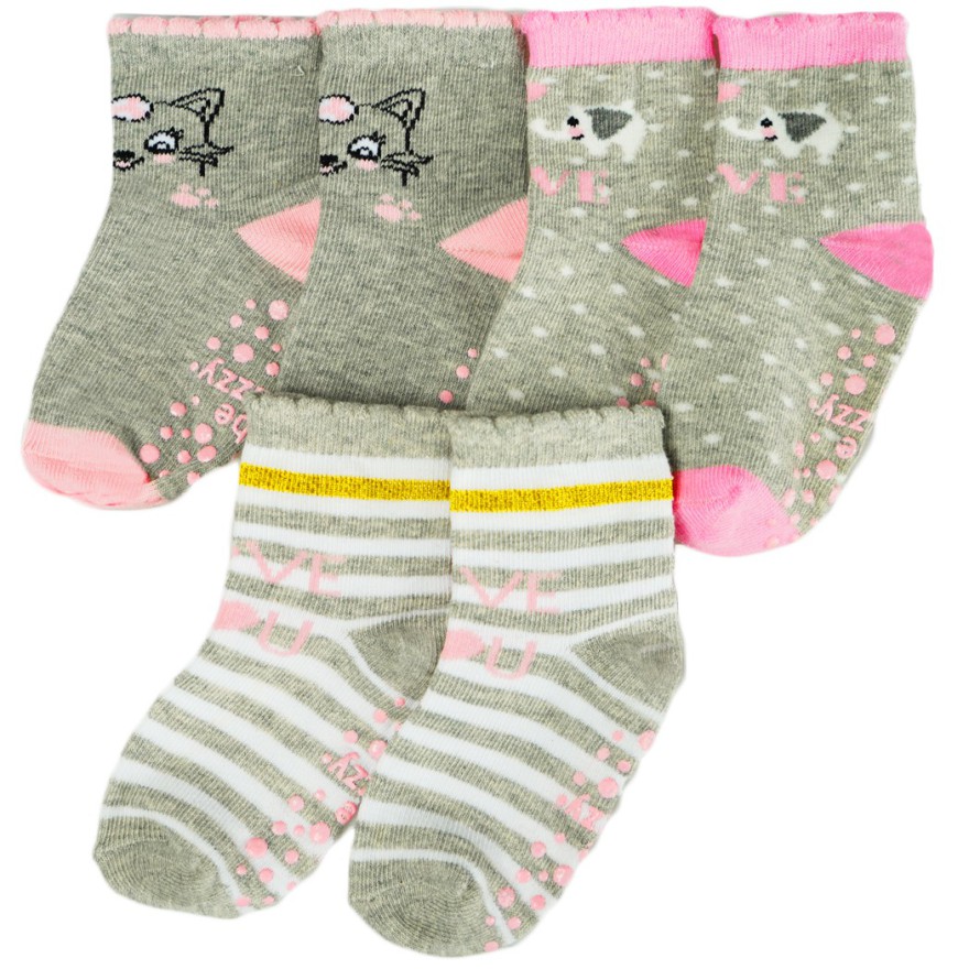 3 PAK SKARPETKI z ABS SŁOŃ LOVE skarpety dziewczęce D-51