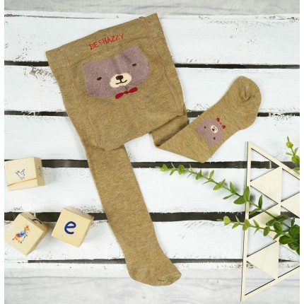 RAJSTOPY niemowlęce brązowe z misiem wzór 597