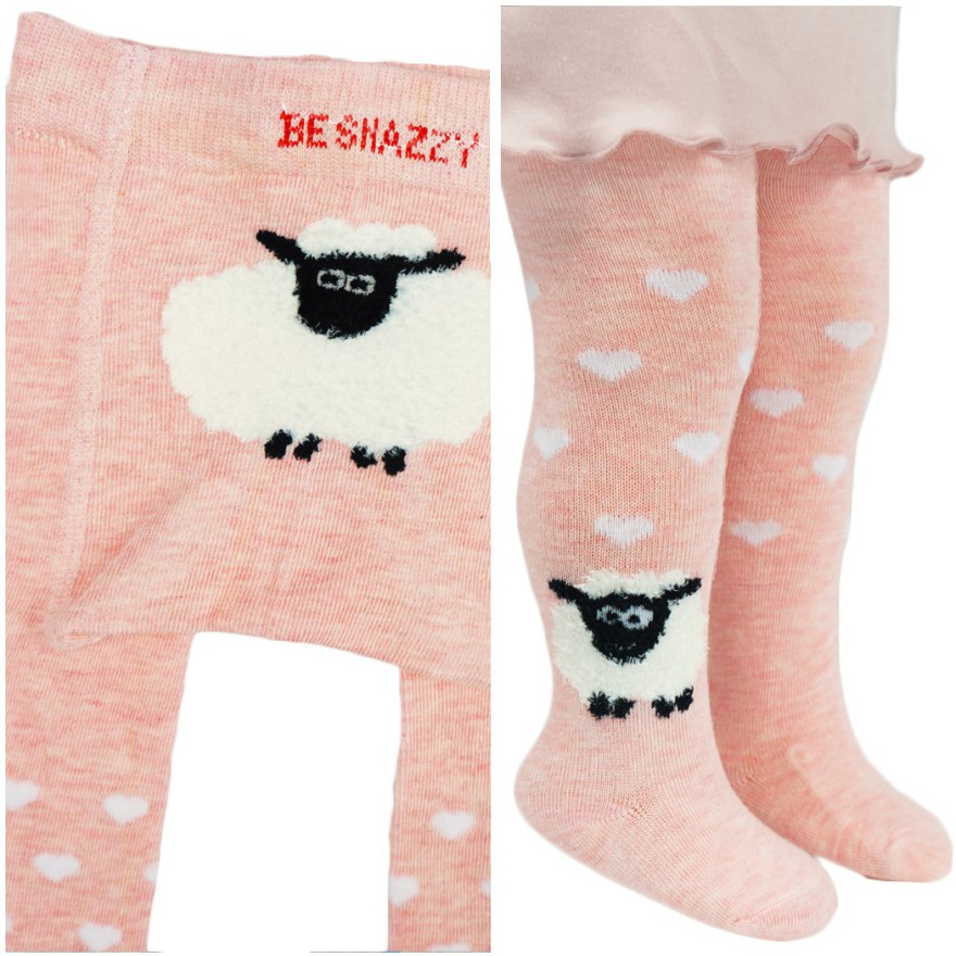 RAJSTOPY niemowlęce róż z barankiem wzór 601