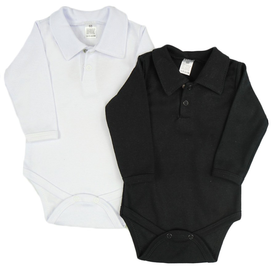 2PAK białe i czarne BODY POLO z kołnierzykiem body koszula