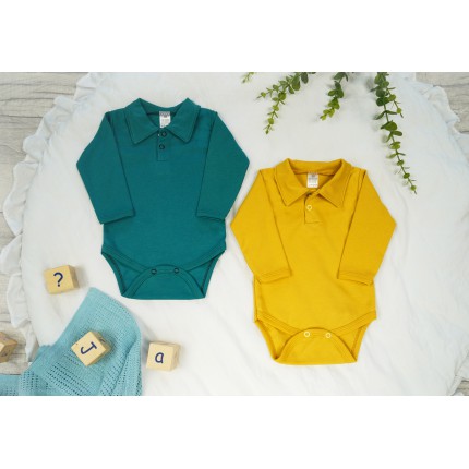 2PAK musztarda butelka BODY POLO z kołnierzykiem body koszula