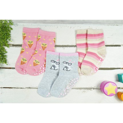 3 PAK SKARPETKI z ABS LODY skarpety dziewczęce D-49
