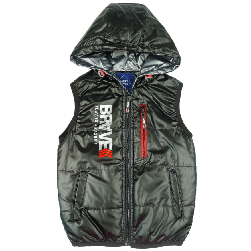 Czarna KAMIZELKA BRAVE metalik bezrękawnik chłopięcy