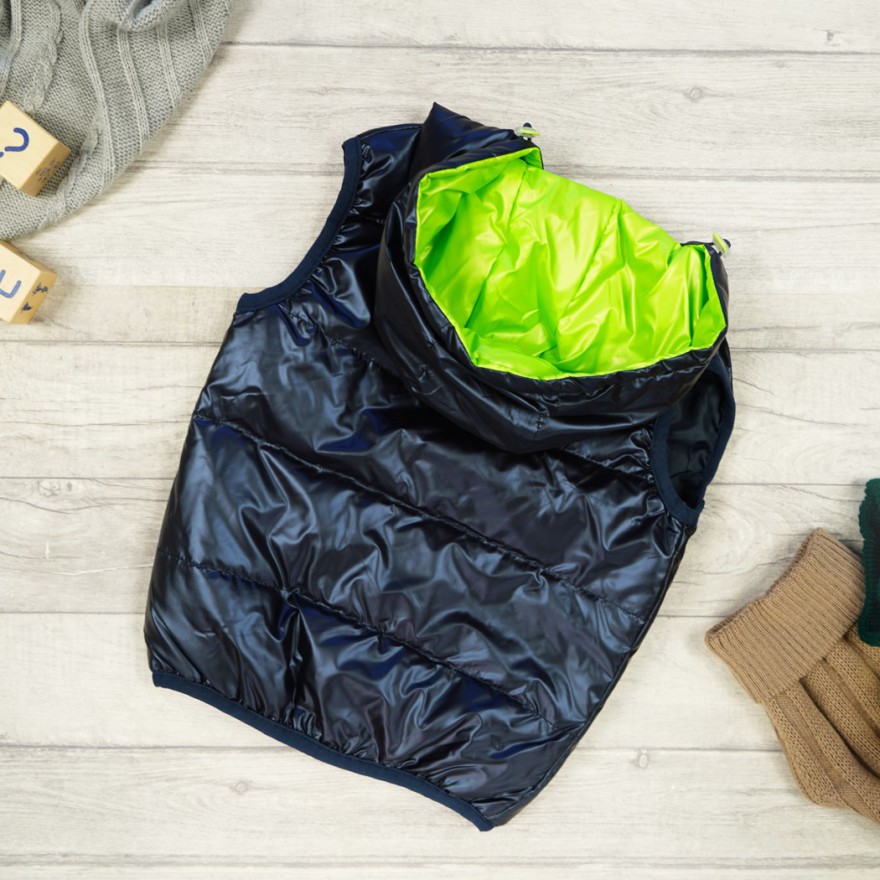 Granatowa KAMIZELKA BRAVE metalik bezrękawnik chłopięcy