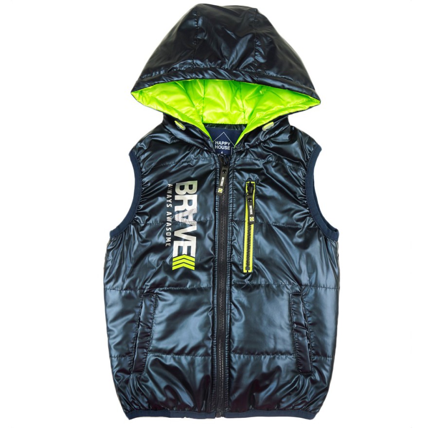 Granatowa KAMIZELKA BRAVE metalik bezrękawnik chłopięcy