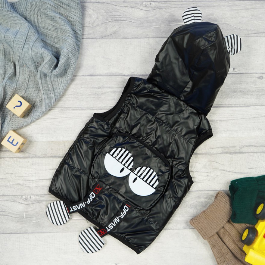 Czarna KAMIZELKA bezrękawnik OCZY z kieszenią metalik