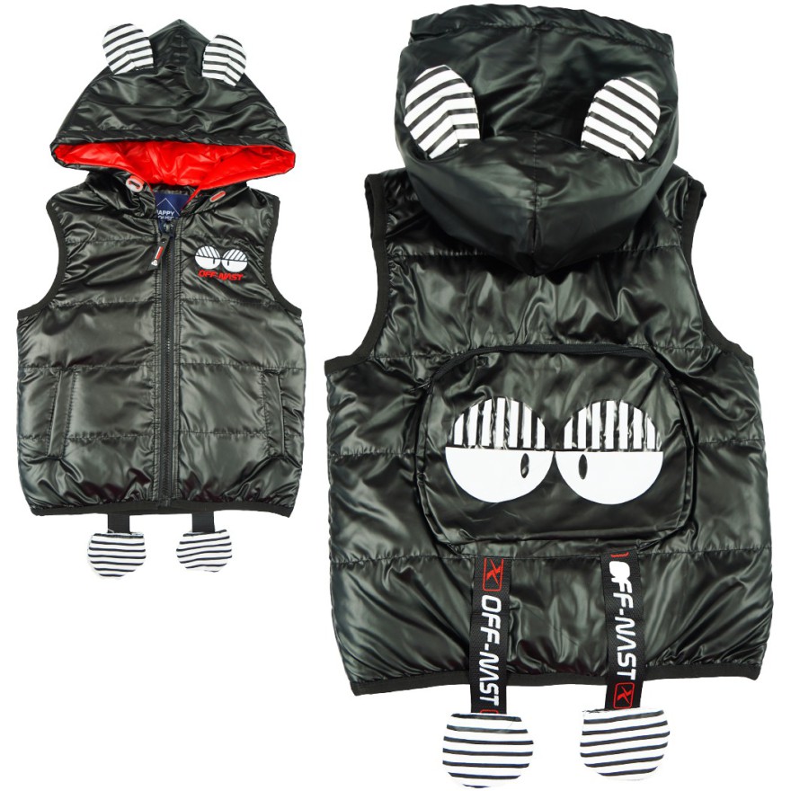 Czarna KAMIZELKA bezrękawnik OCZY z kieszenią metalik