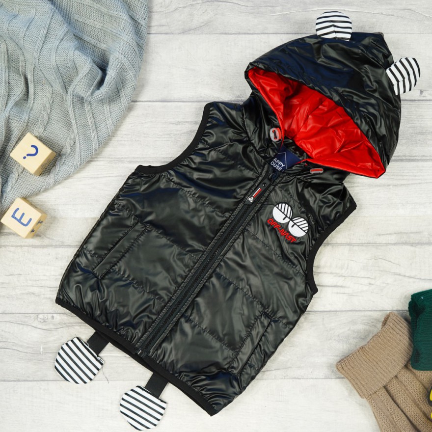 Czarna KAMIZELKA bezrękawnik OCZY z kieszenią metalik