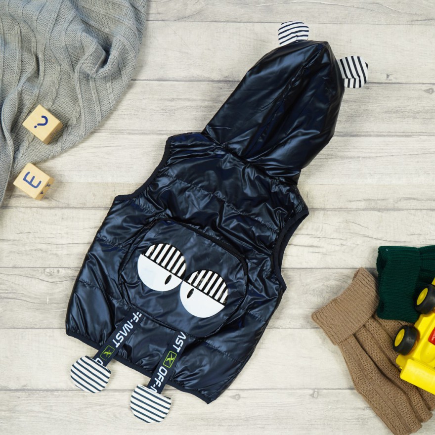 Granatowa KAMIZELKA bezrękawnik OCZY z kieszenią metalik