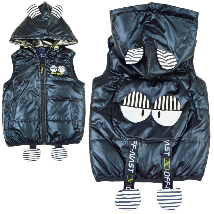 Granatowa KAMIZELKA bezrękawnik OCZY z kieszenią metalik