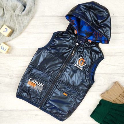 Granatowa KAMIZELKA bezrękawnik STRONG metalik