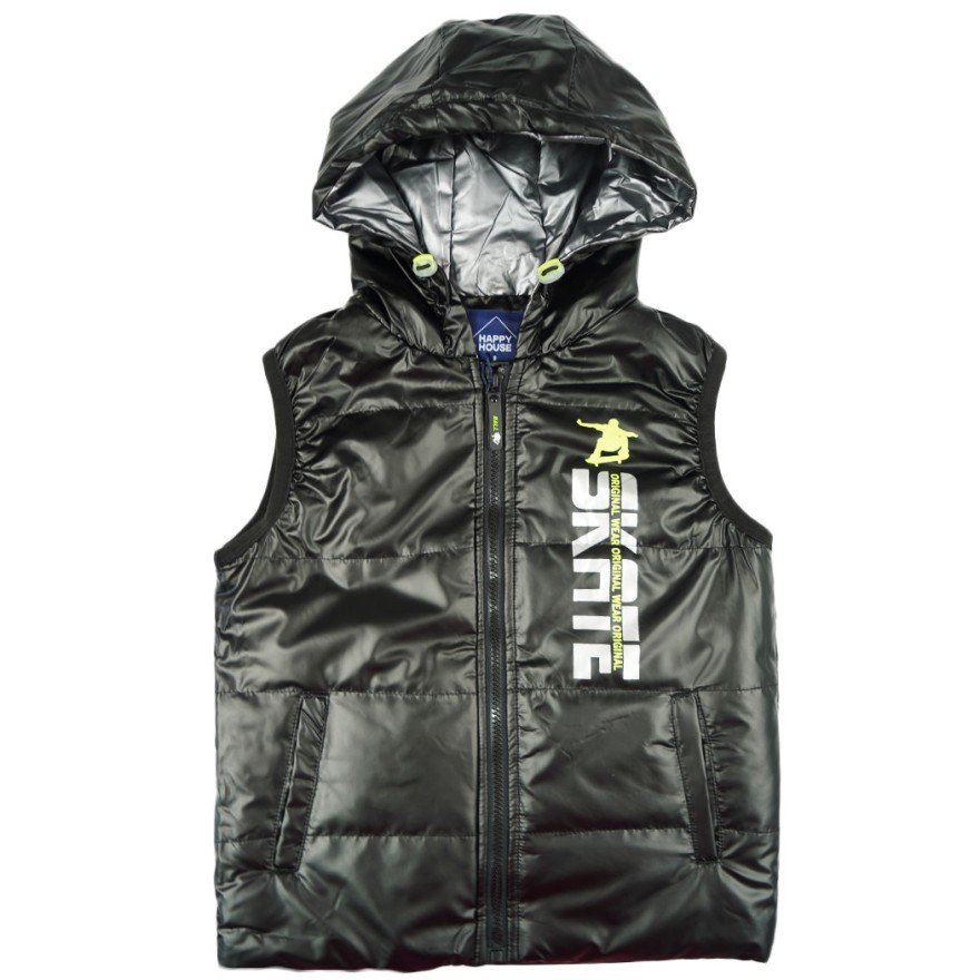 Czarna KAMIZELKA SKATE metalik bezrękawnik chłopięcy