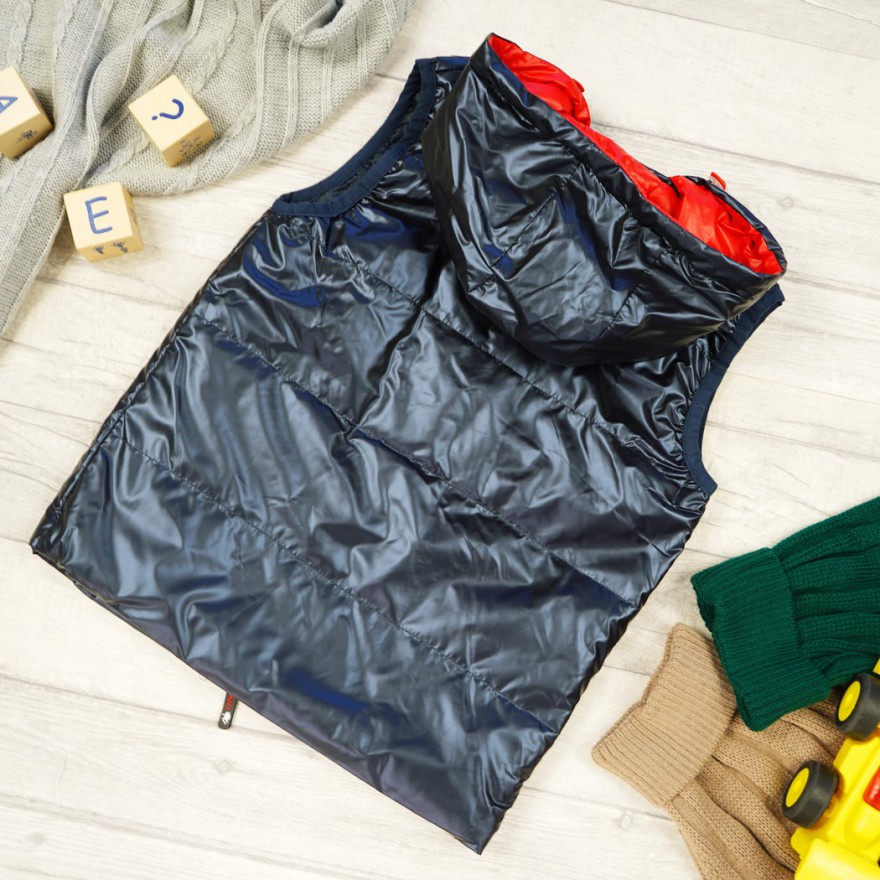 Granatowa KAMIZELKA SKATE metalik bezrękawnik chłopięcy