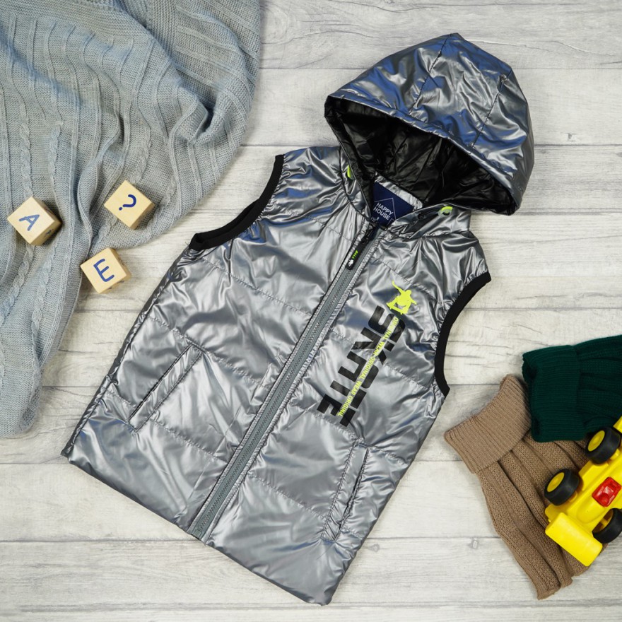 Szara KAMIZELKA SKATE metalik bezrękawnik chłopięcy