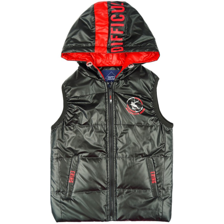 Czarna KAMIZELKA BROOKLYN metalik bezrękawnik chłopięcy