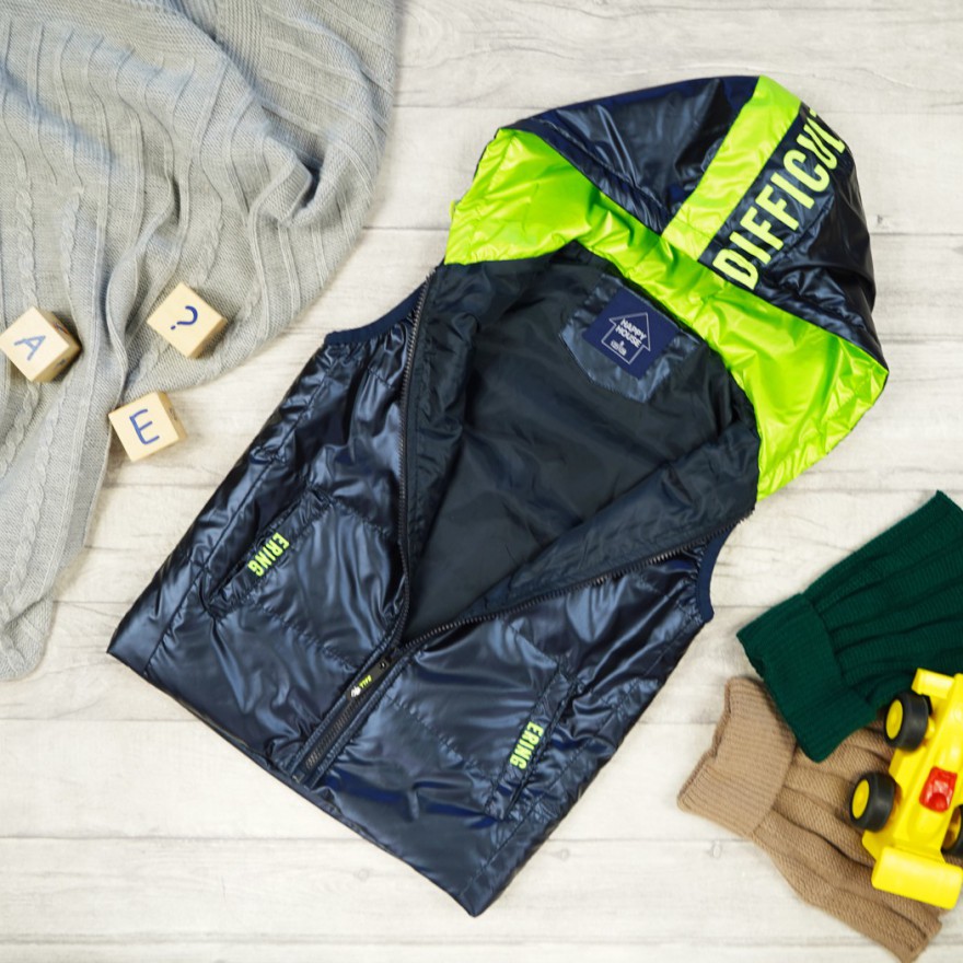 Granatowa KAMIZELKA BROOKLYN metalik bezrękawnik chłopięcy