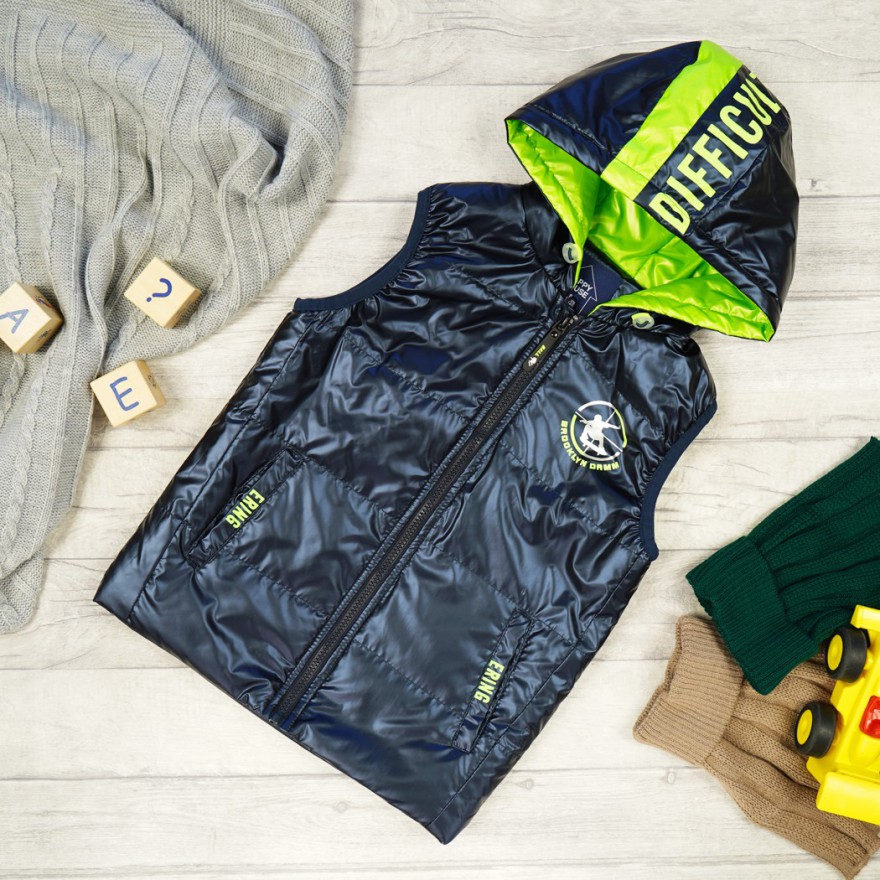 Granatowa KAMIZELKA BROOKLYN metalik bezrękawnik chłopięcy