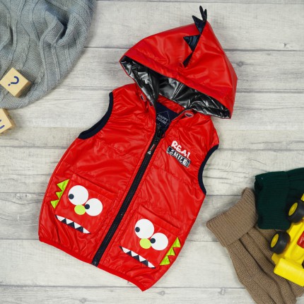 Czerwona KAMIZELKA bezrękawnik STWOREK real smile metalik