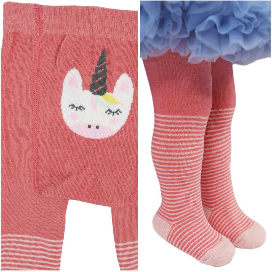 RAJSTOPY dziecięce malinowe z jednorożcem wzór 625